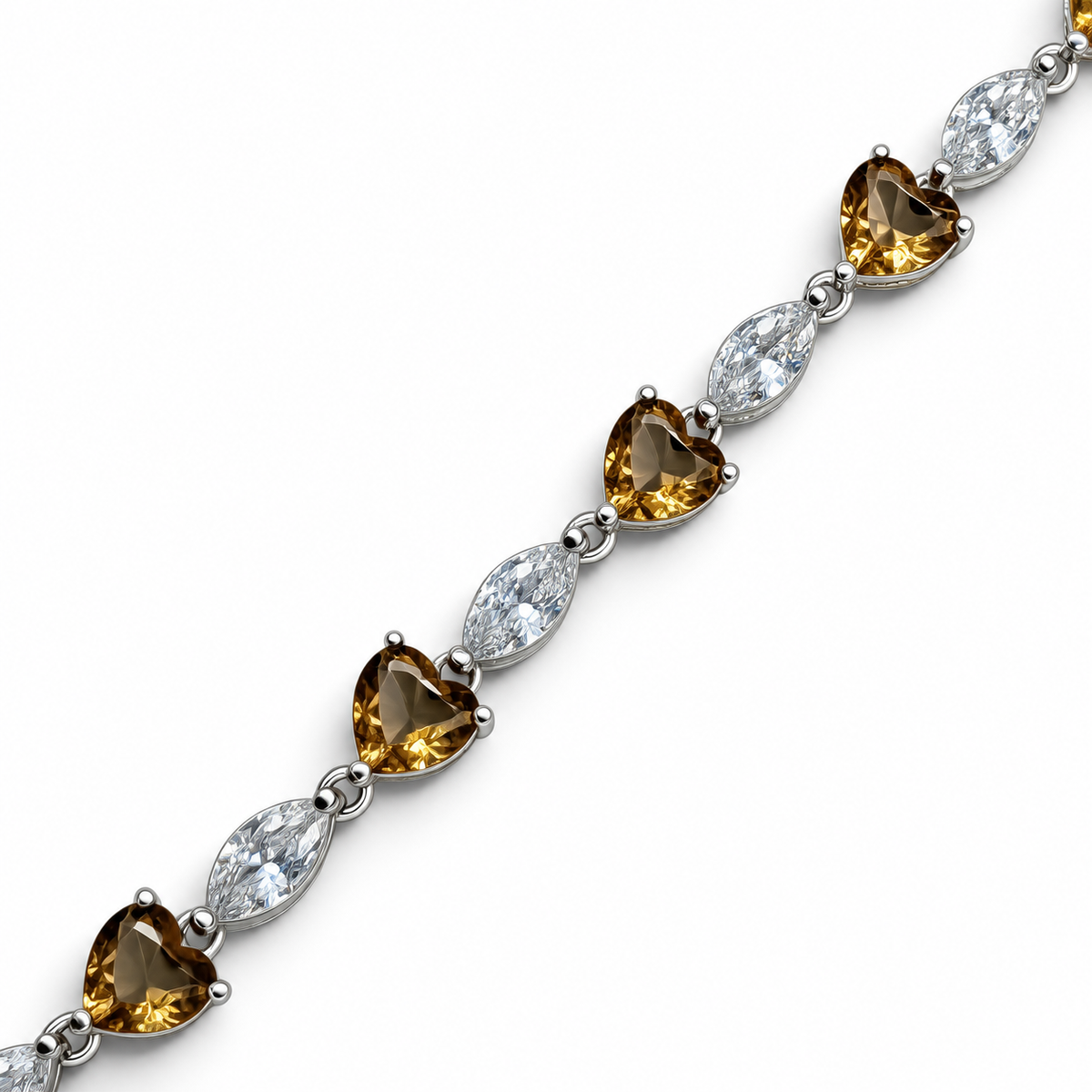 Pulsera Corazones Semilla Zultanita Plata Ley 925