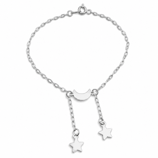 Pulsera Estrella Luna Plata Ley 925