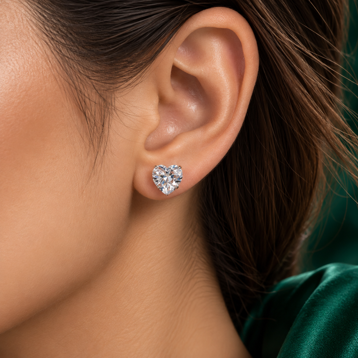 Arete Corazon Blanco #8 Plata Ley 925