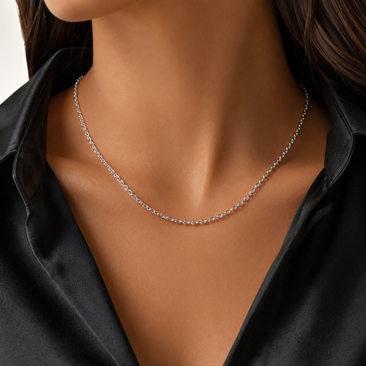 Cadena Argollas 1mm Plata Ley 925