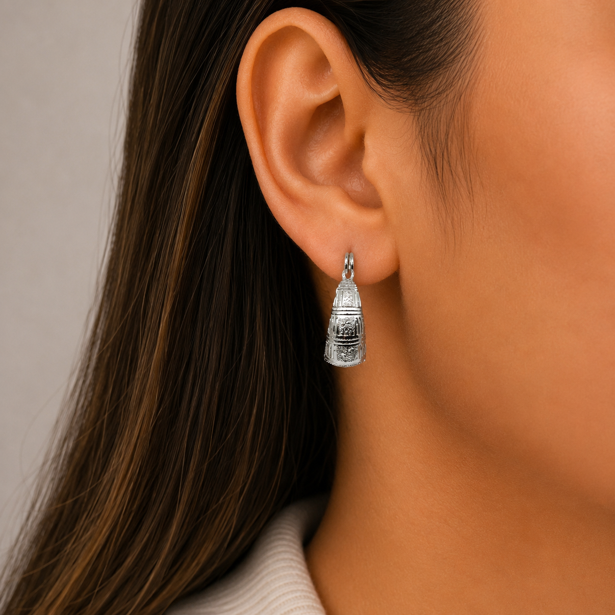 Arracada Cuadro Diamantada Plata Ley 925