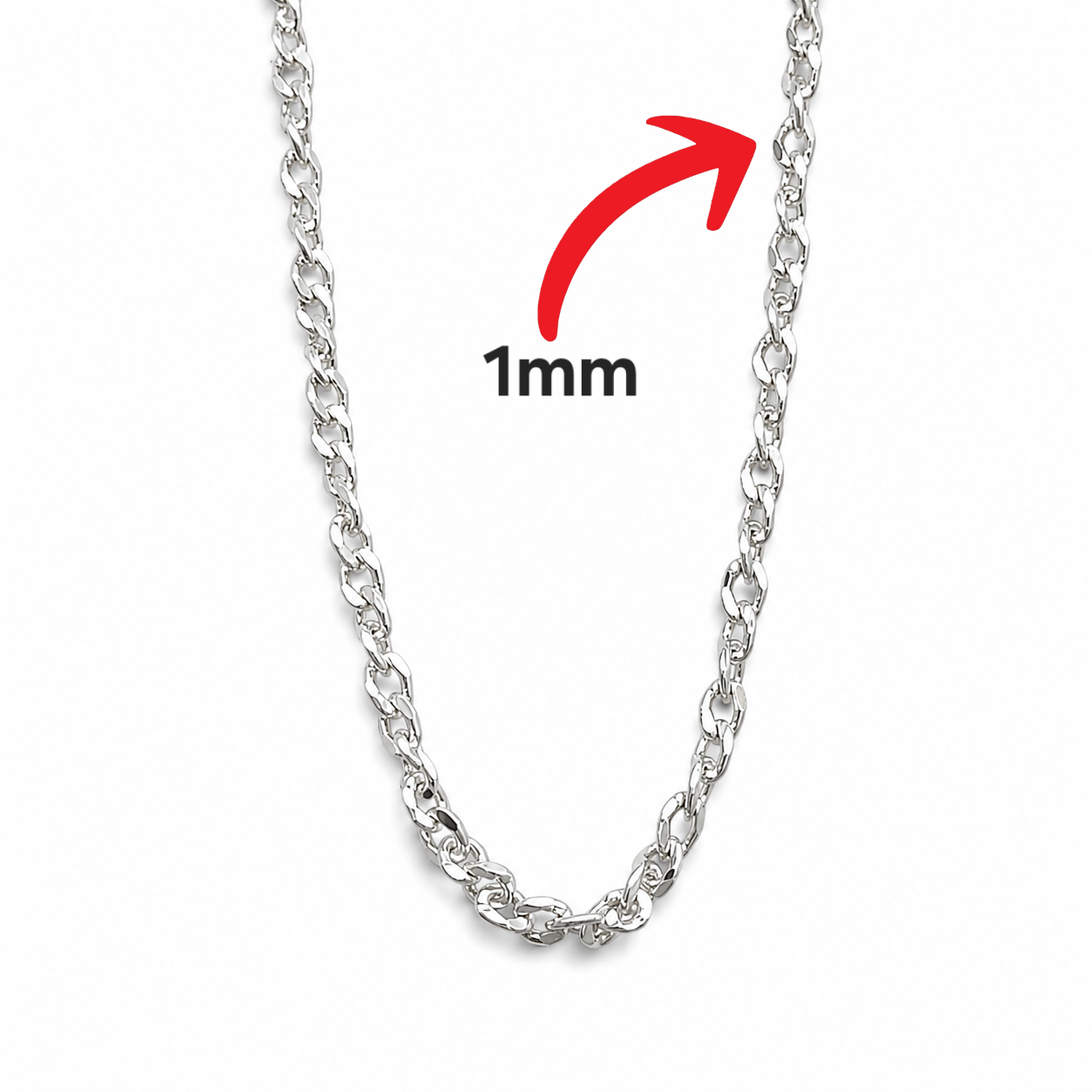Cadena Argollas 1mm Plata Ley 925