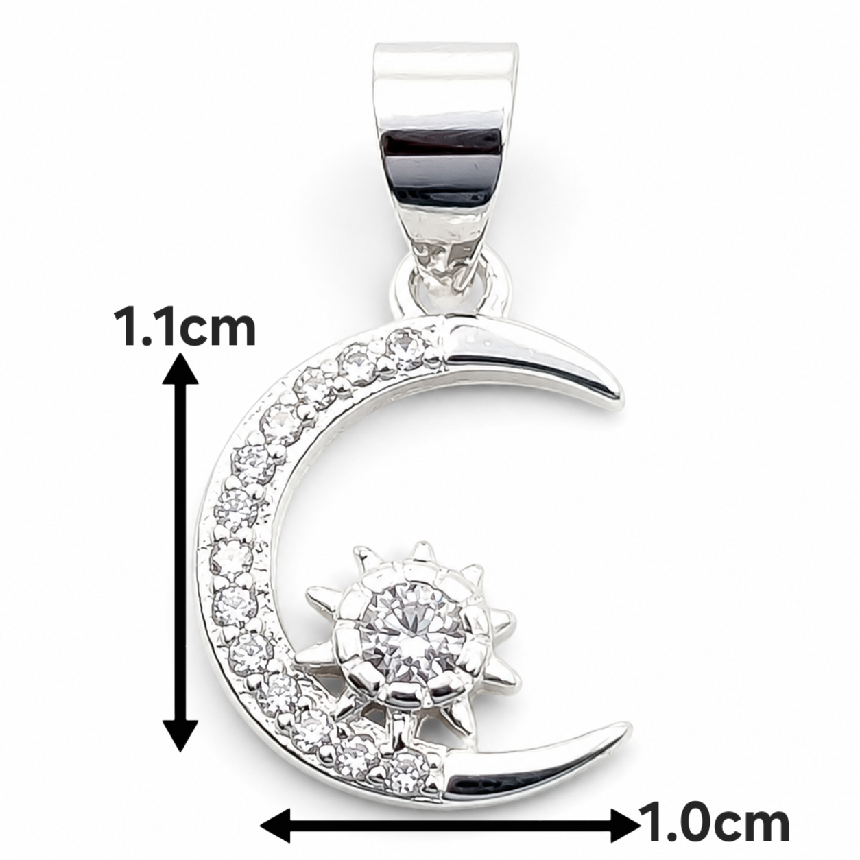 Dije Luna Zirconia Blanca Plata Ley 925