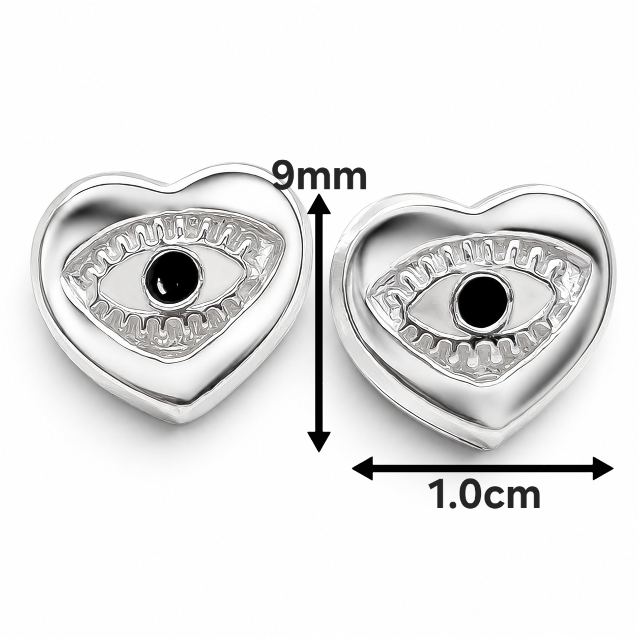 Broquel Corazon Ojo Negro Plata Ley 925