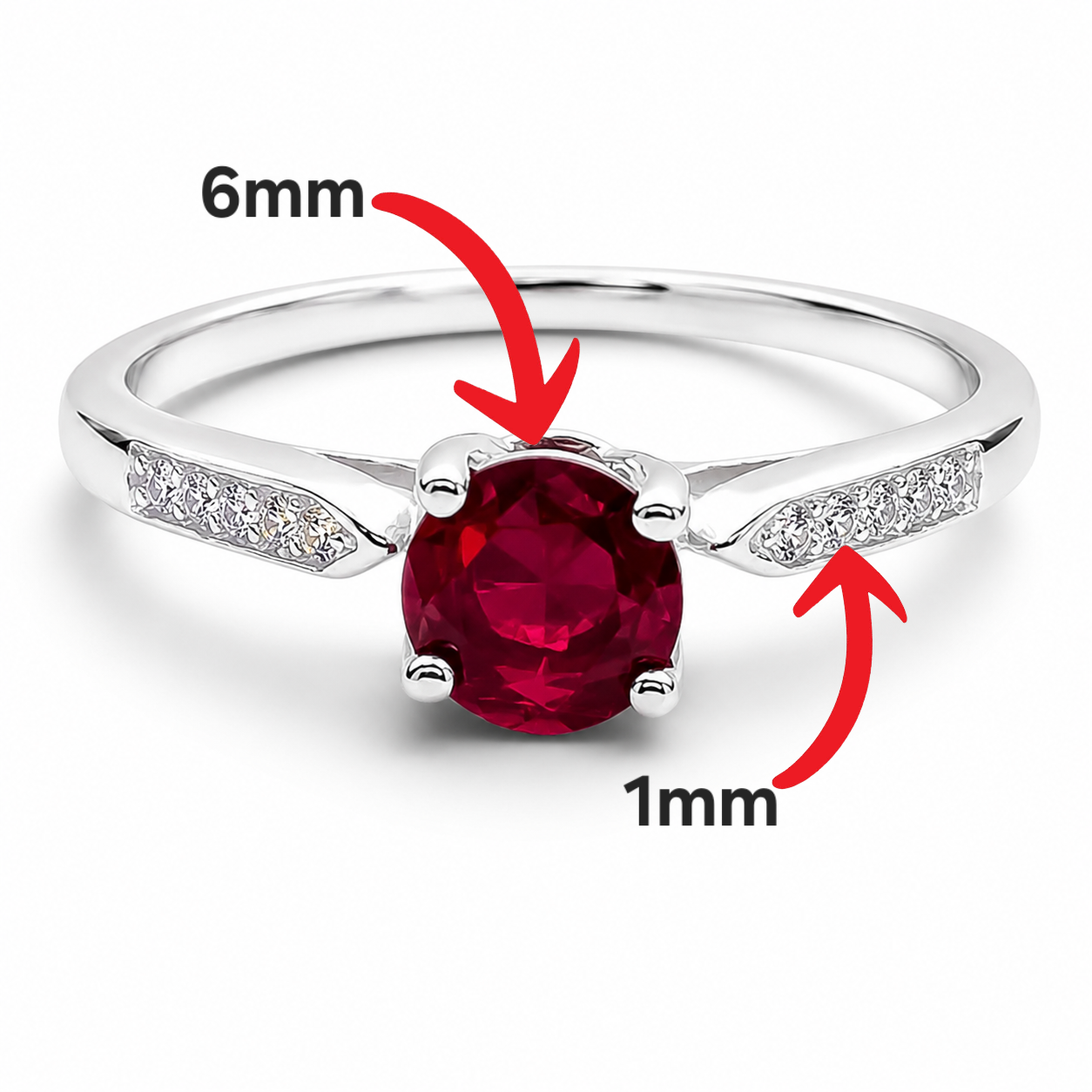 Anillo Promesa Rojo Plata Ley 925