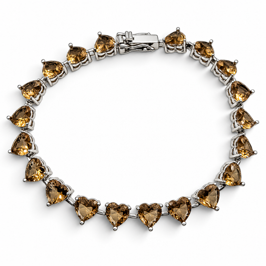 Pulsera Zultanita Corazones Plata Ley 925