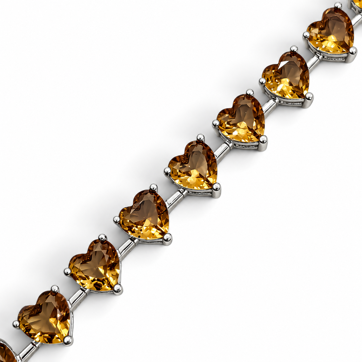 Pulsera Zultanita Corazones Plata Ley 925