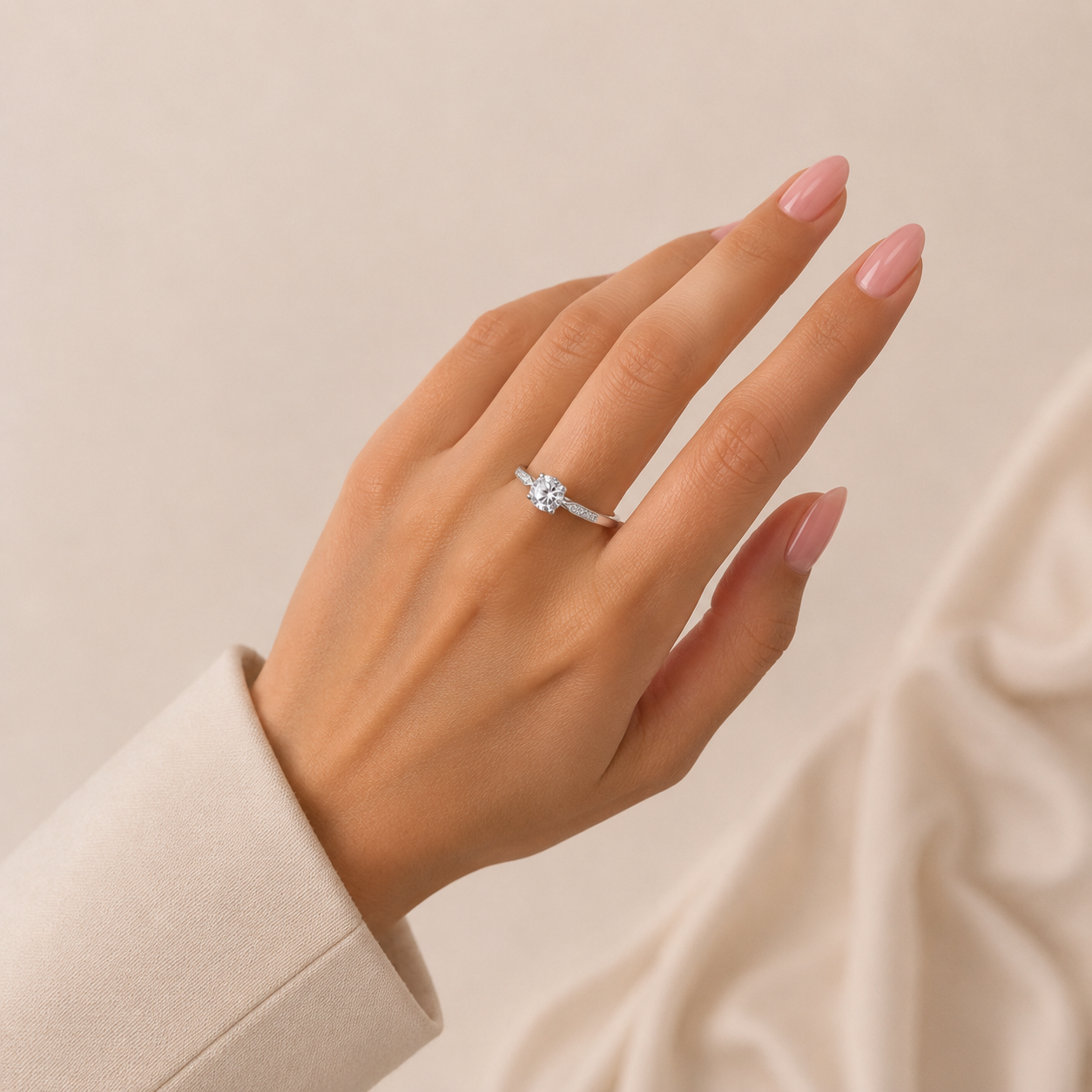 Anillo Promesa Blanco Plata Ley 925
