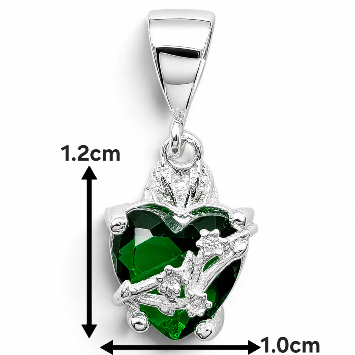 Dije Corazon Verde Plata Ley 925