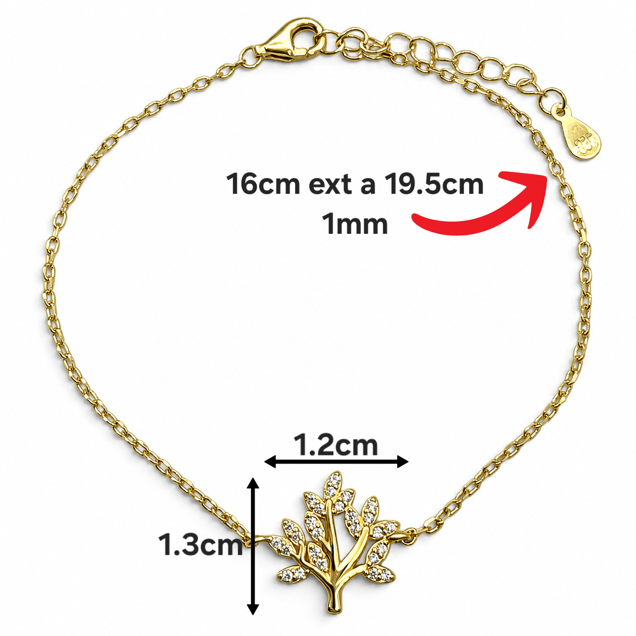 Pulsera Dorada Arbol Plata Ley 925