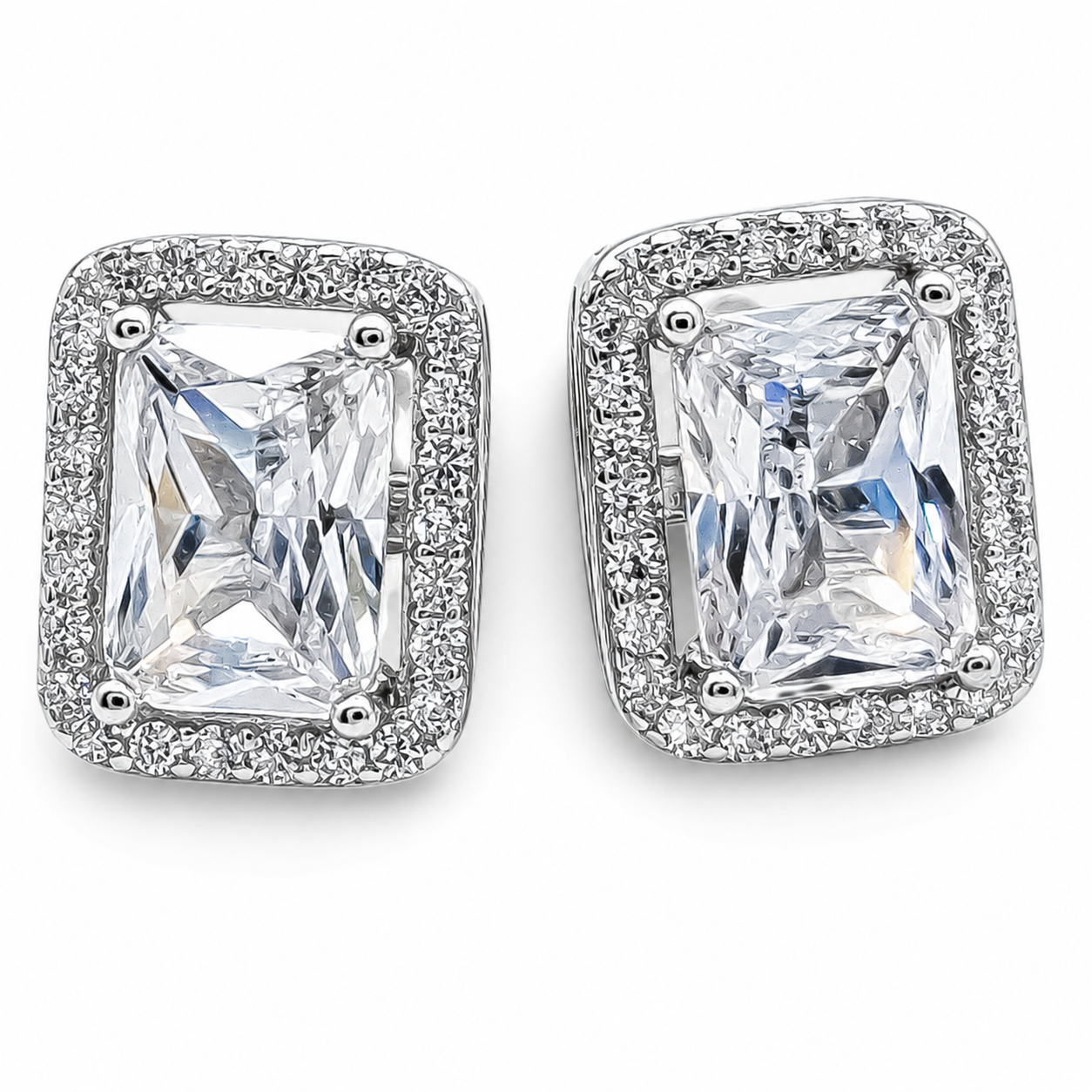 Arete Cuadro Zirconia Plata Ley 925