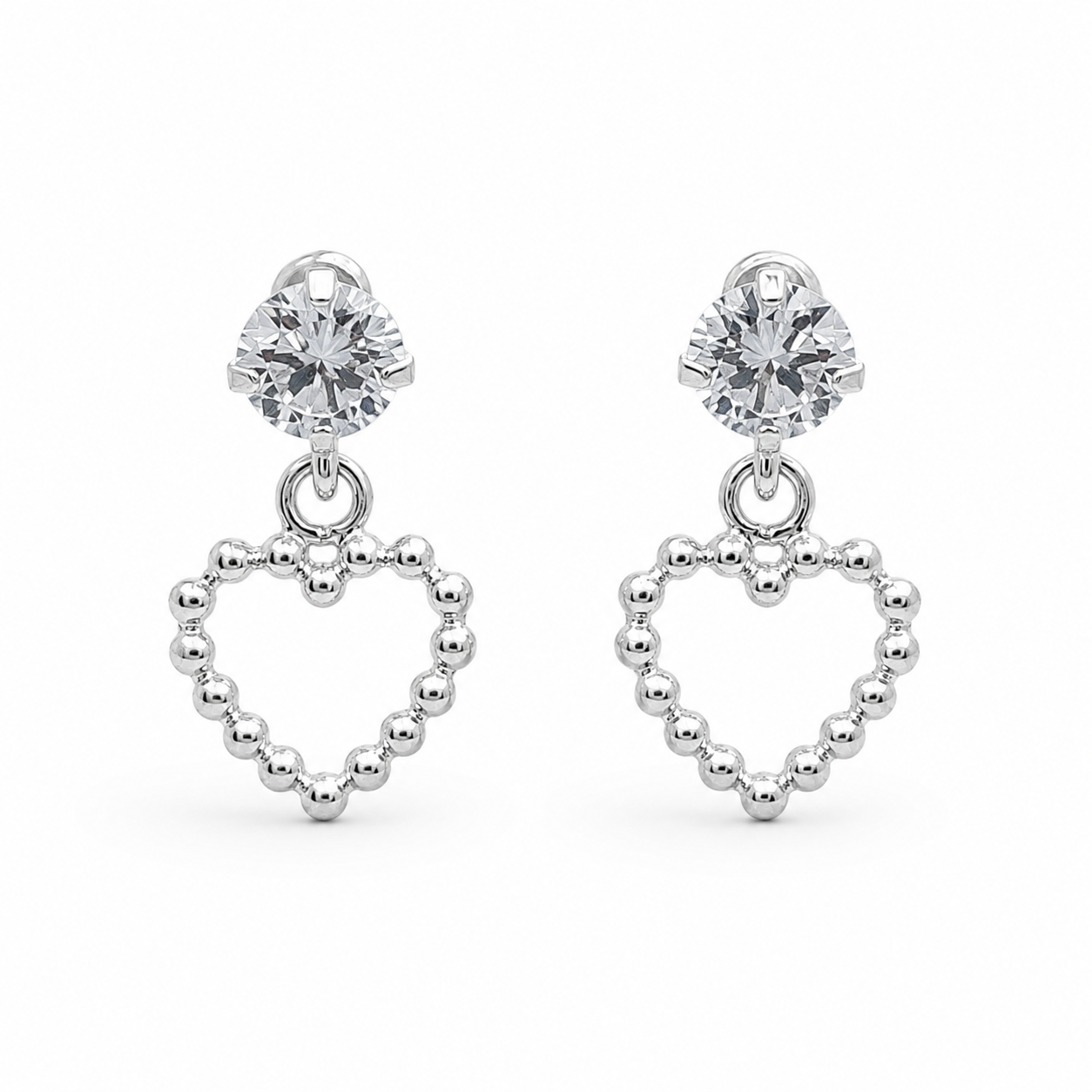 Broquel Corazon Zirconia Plata Ley 925