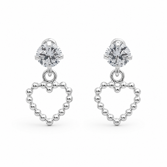 Broquel Corazon Zirconia Plata Ley 925