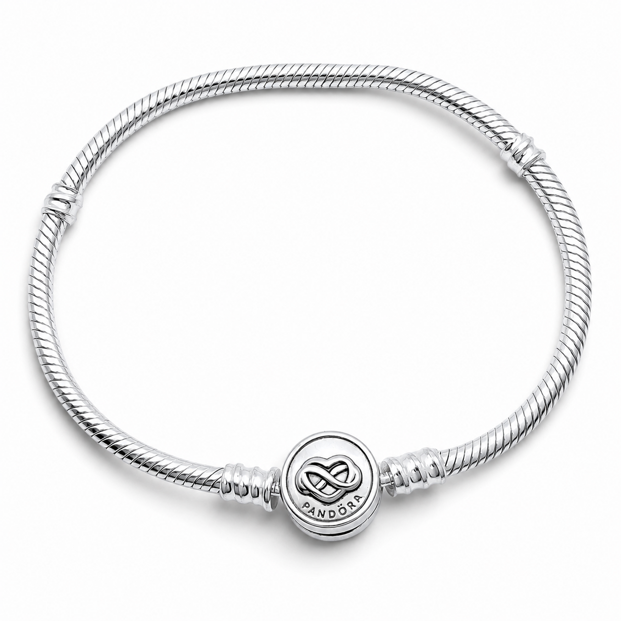 Pulsera Corazon Infinito Pan 3mm Plata Ley 925