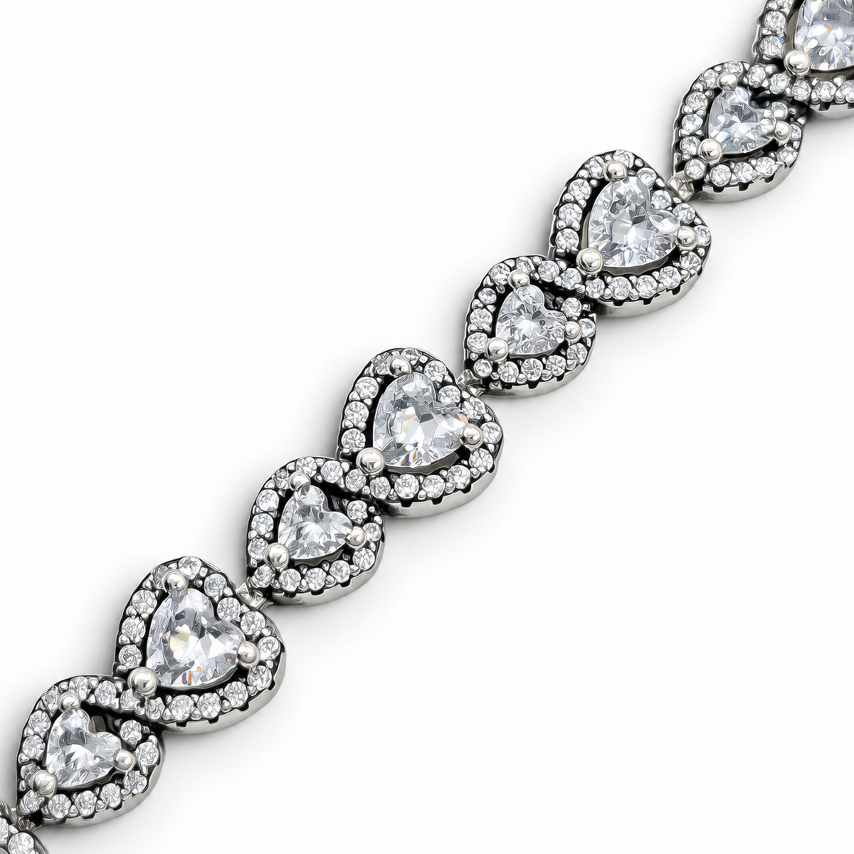 Pulsera Corazones Pan Plata Ley 925