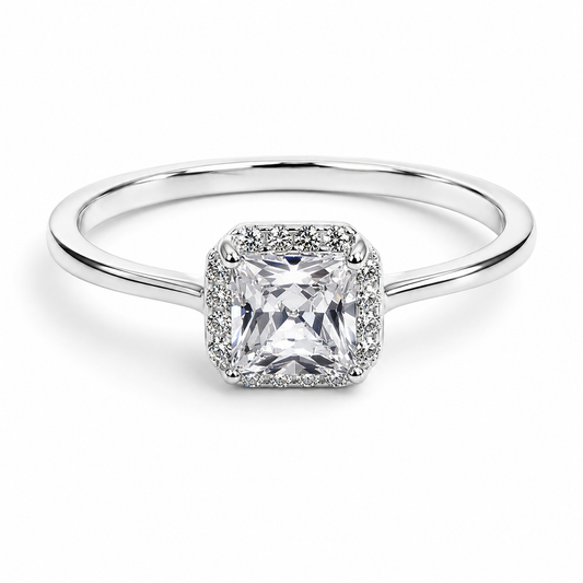 Anillo Zirconia Cuadro Plata Ley 925