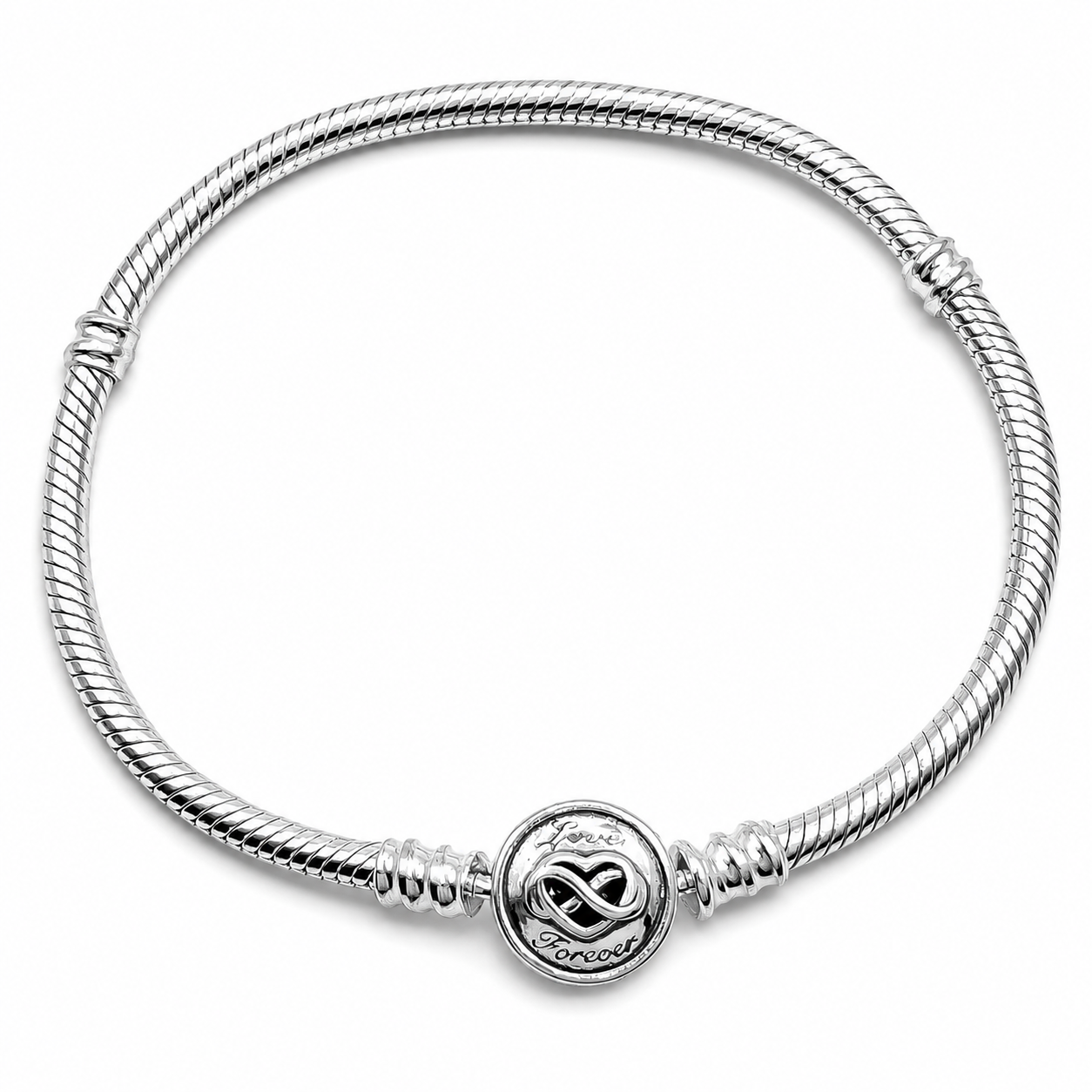 Pulsera Corazon Infinito Pan 3mm Plata Ley 925