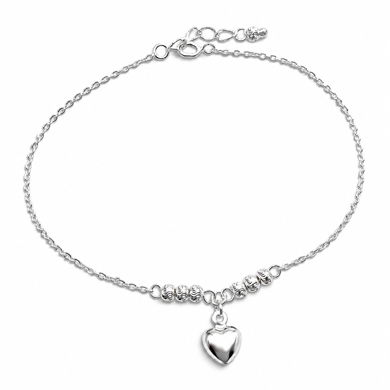 Pulsera Corazon Plata Ley 925
