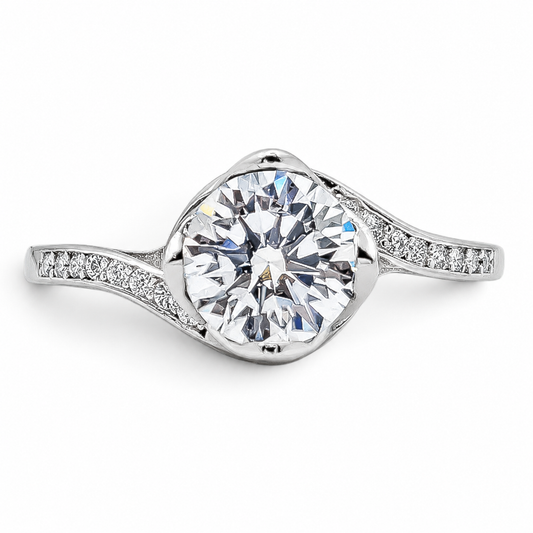 Anillo Zirconia Redonda Plata Ley 925