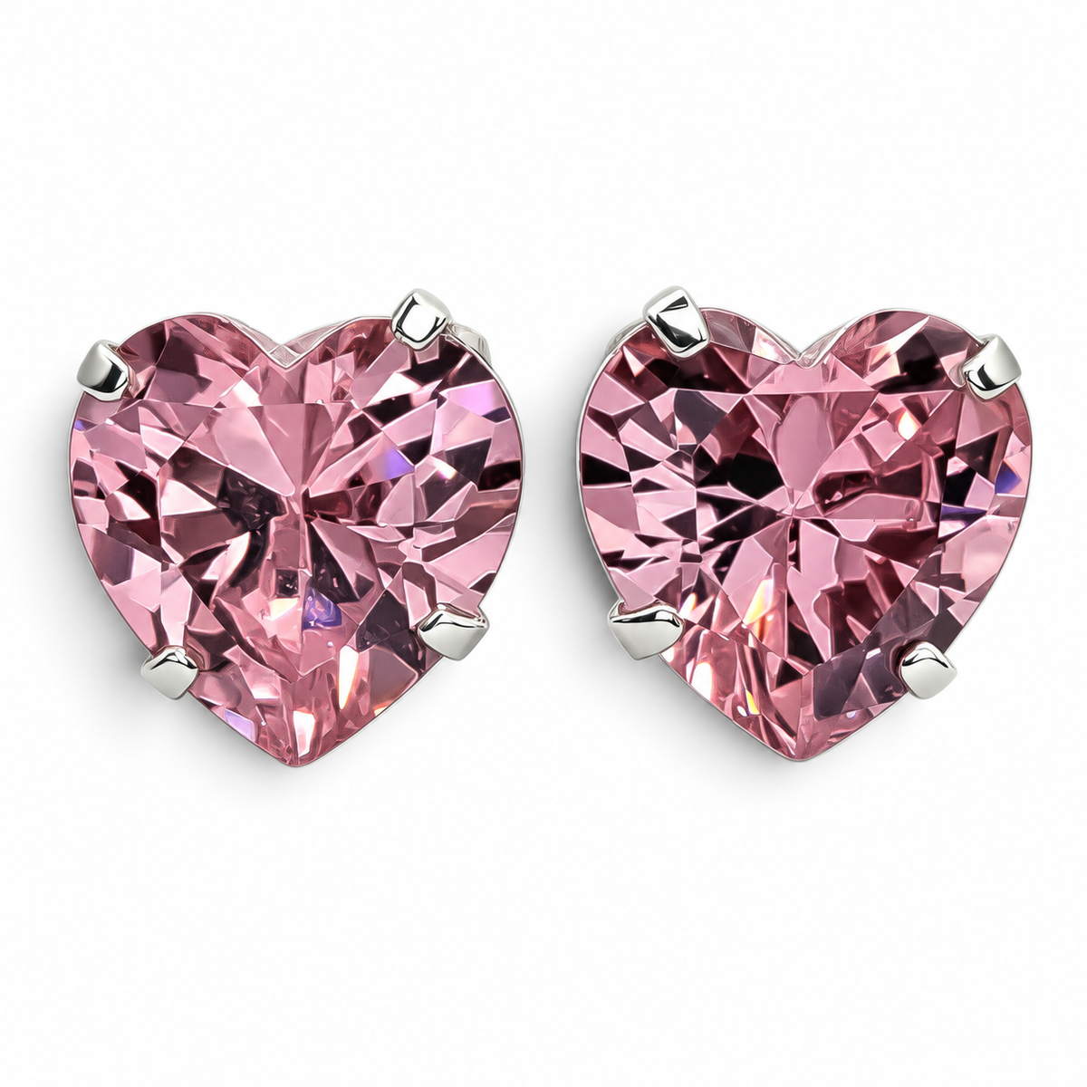 Arete Corazon Rosa #8 Plata Ley 925