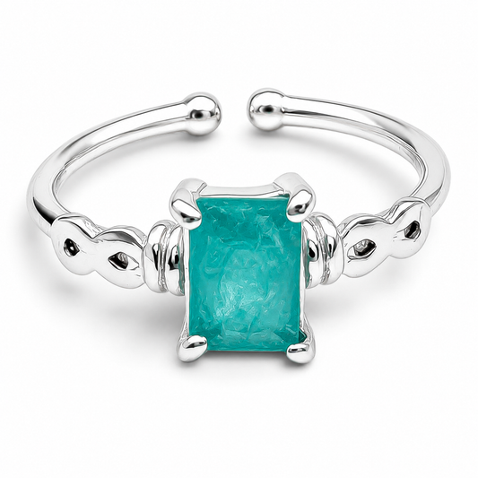 Anillo Turmalina Cuadro Plata Ley 925