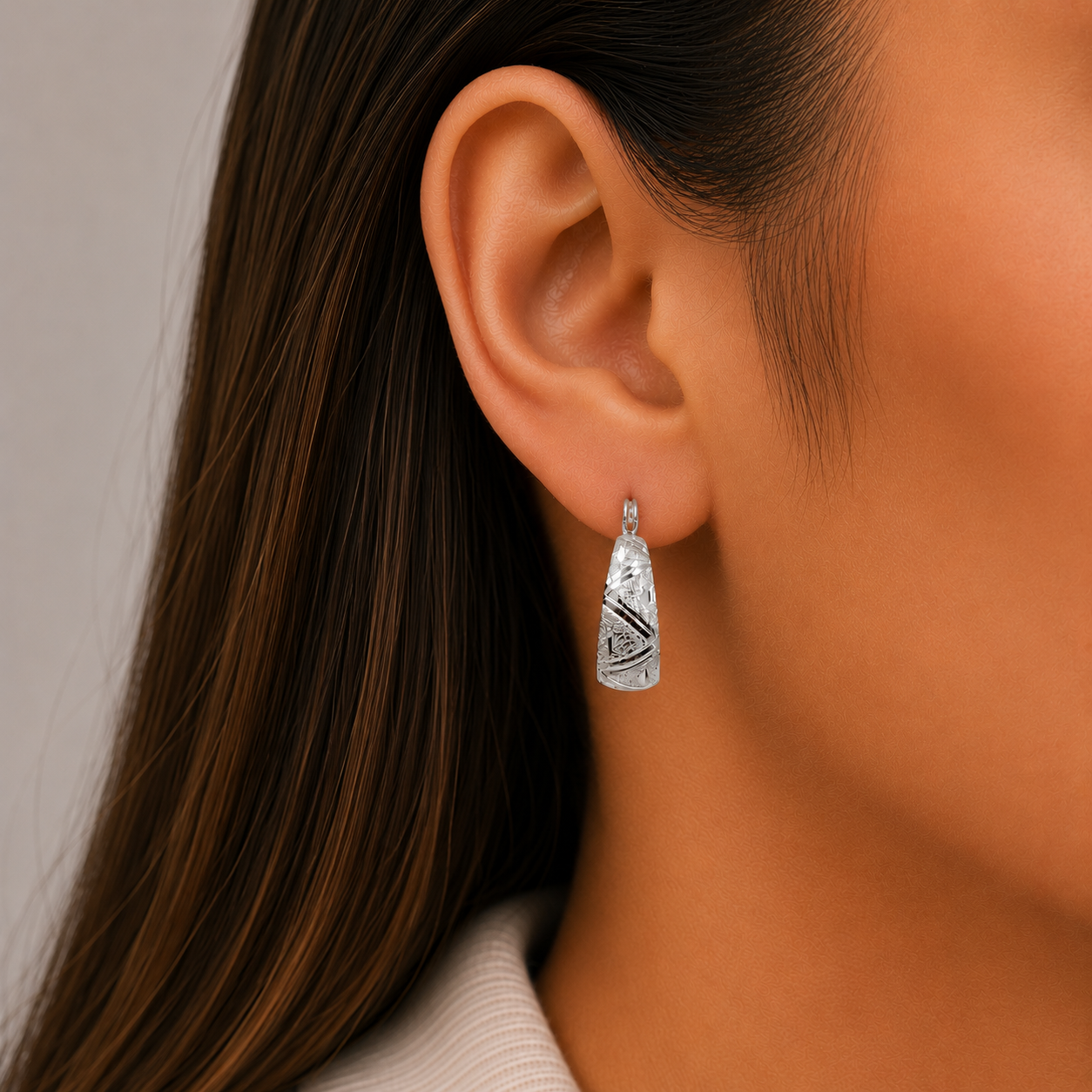Arracada Diamantada L Plata Ley 925