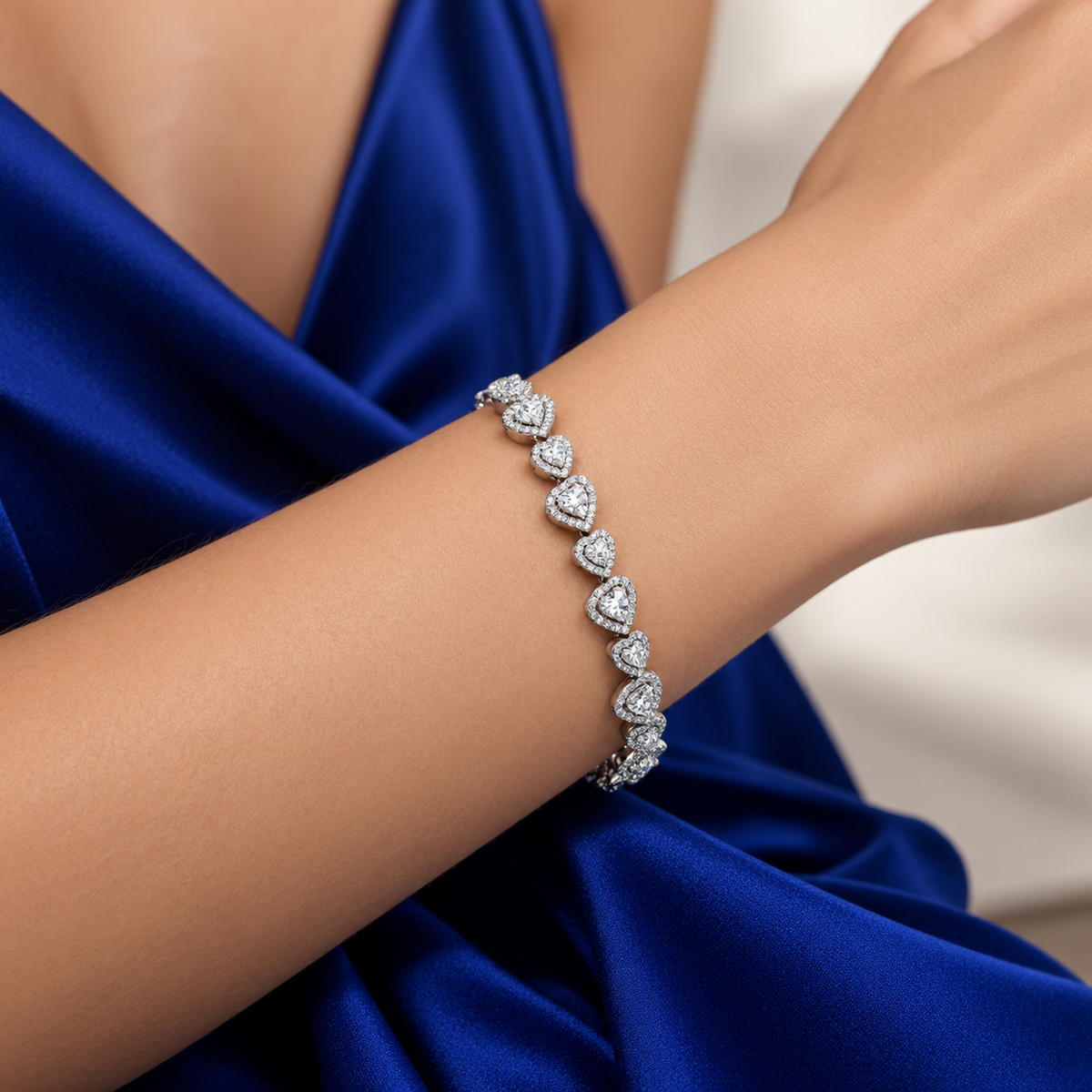 Pulsera Corazones Pan Plata Ley 925