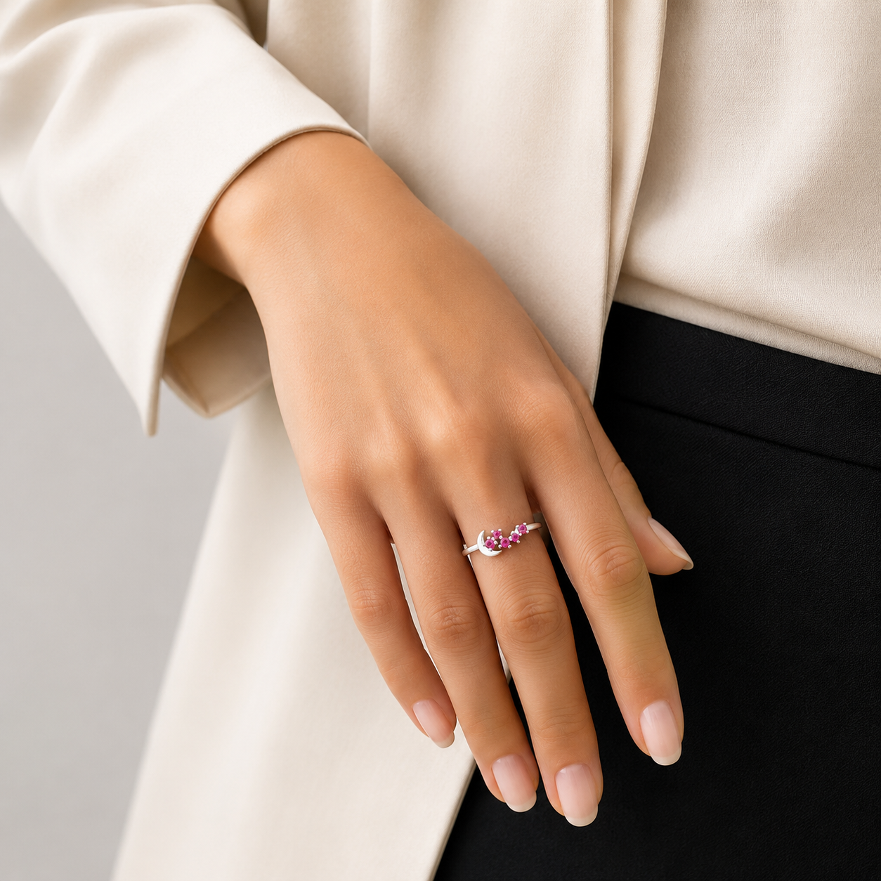 Anillo Luna Fiusha Plata Ley 925