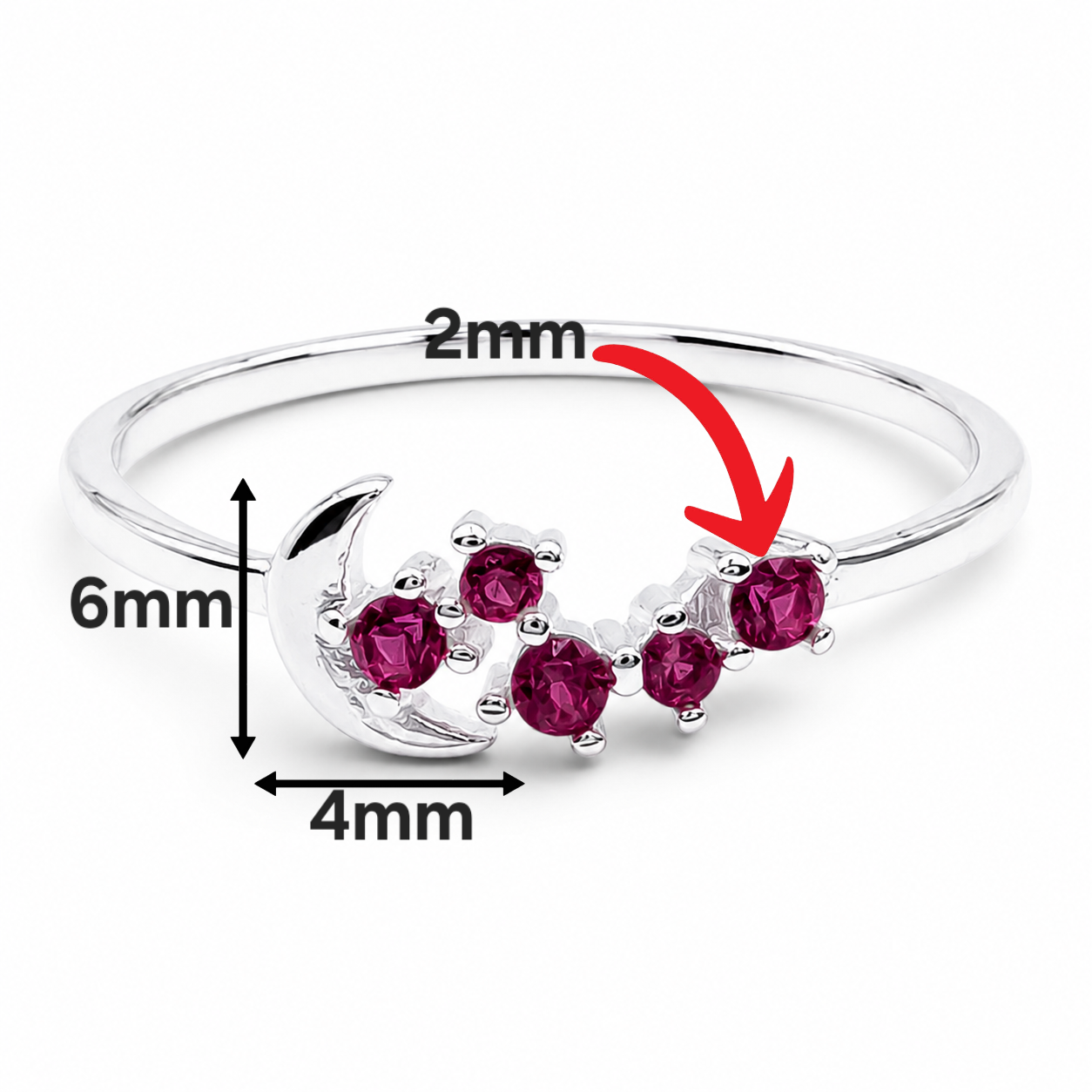 Anillo Luna Fiusha Plata Ley 925