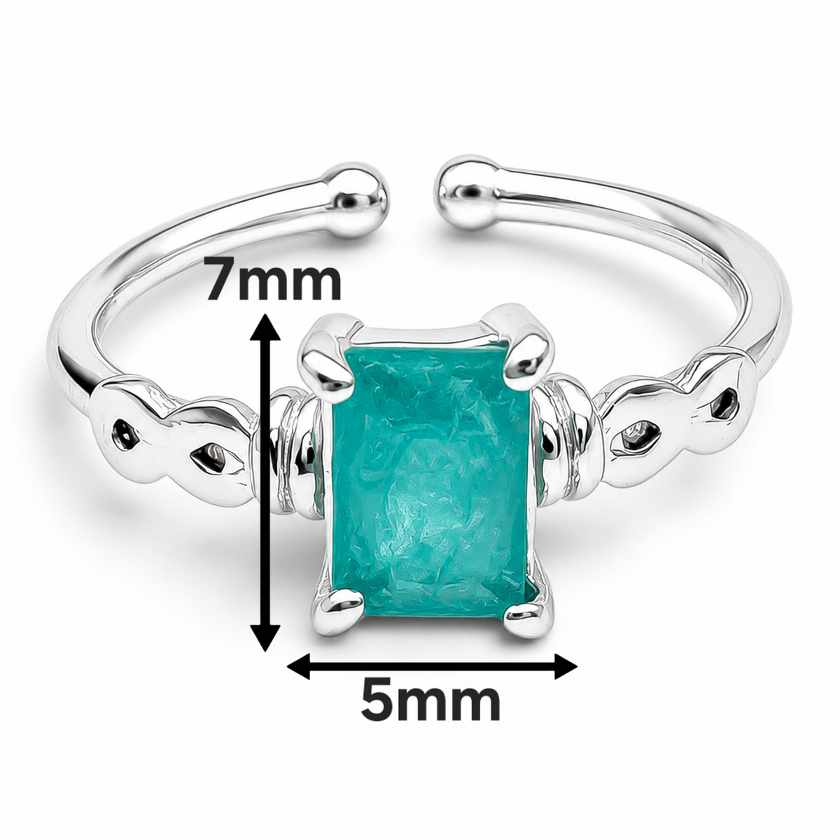 Anillo Turmalina Cuadro Plata Ley 925