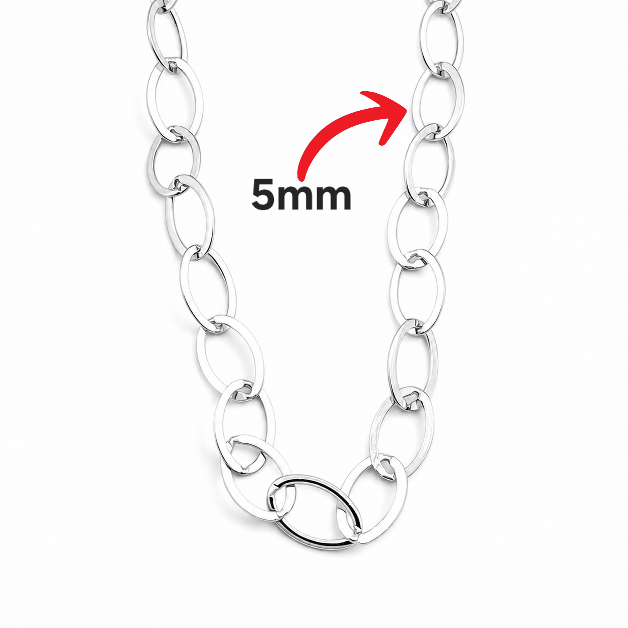 Cadena Ovalo Lisa 5mm Plata Ley 925