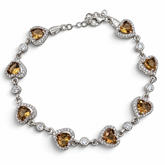 Pulsera Corazones Zultanita Plata Ley 925