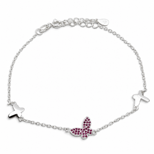Pulsera Mariposa Fiusha Plata Ley 925