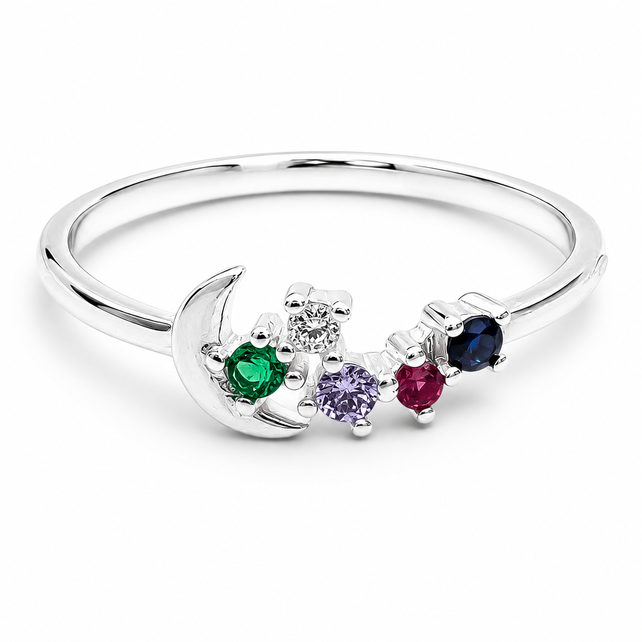 Anillo Luna Multicolor Plata Ley 925