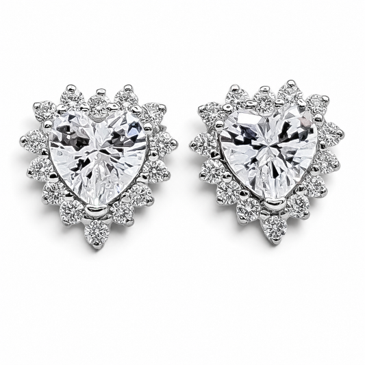 Arete Corazon Blanco Plata Ley 925