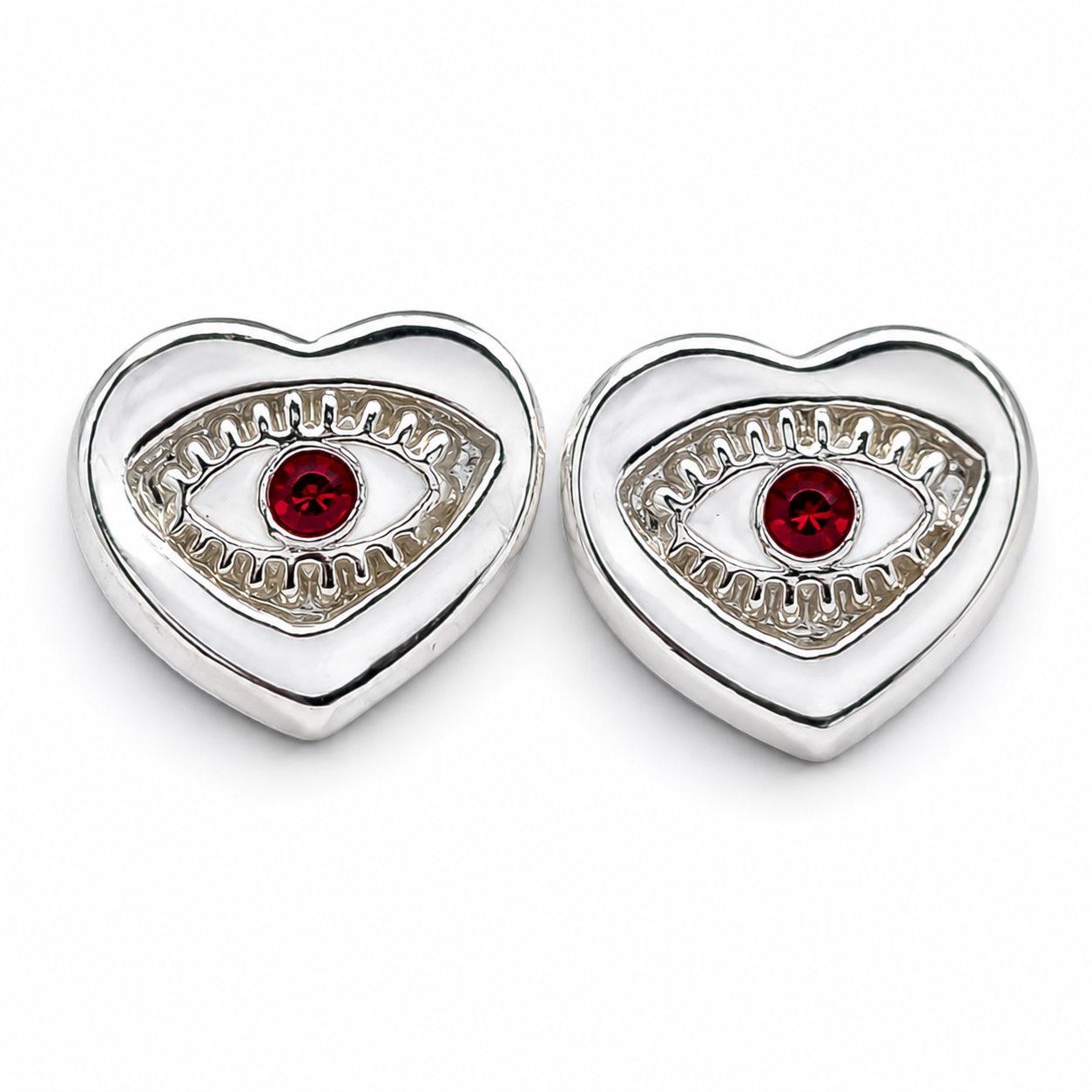 Broquel Corazon Ojo Rojo Plata Ley 925