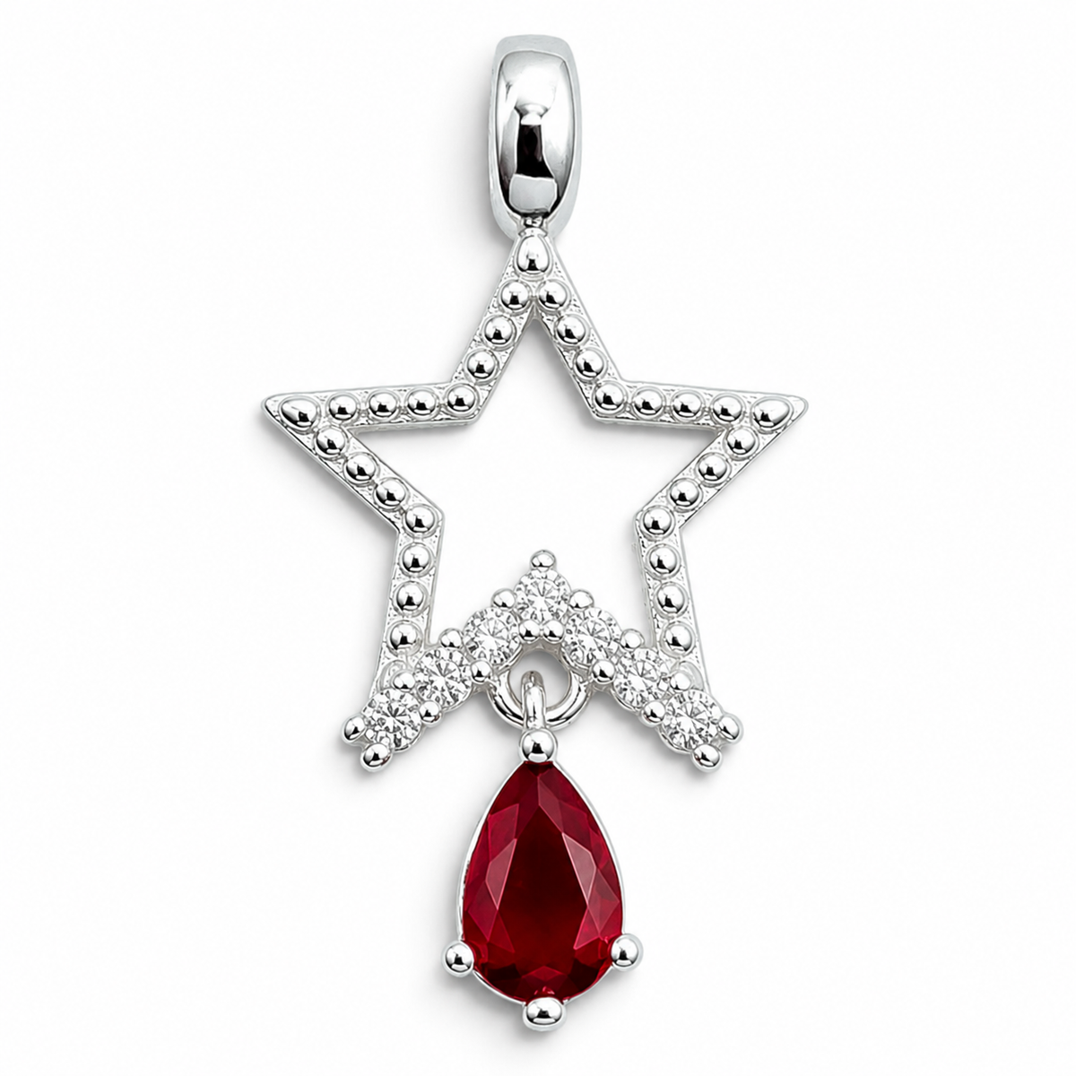 Dije Estrella Rojo Plata Ley 925
