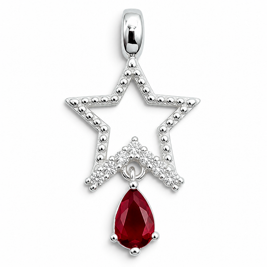 Dije Estrella Rojo Plata Ley 925