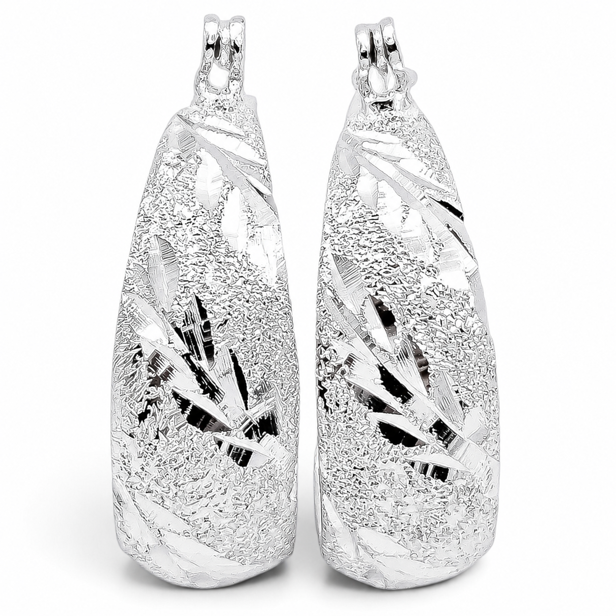 Arracada Hoja Diamantada Plata Ley 925