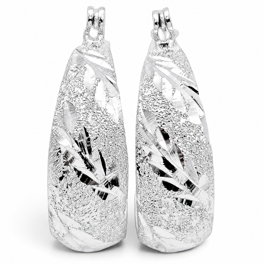 Arracada Hoja Diamantada Plata Ley 925