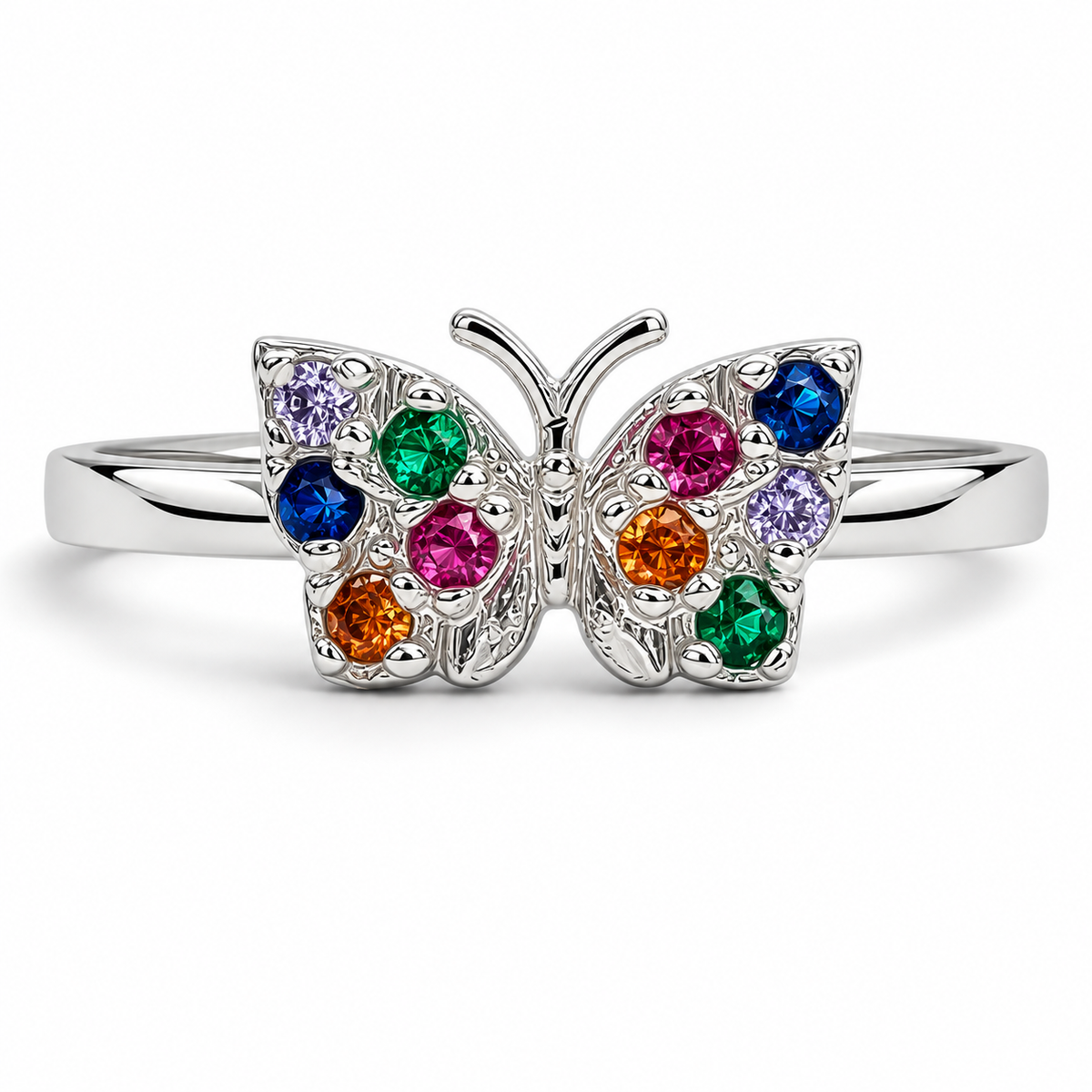 Anillo Mariposa Multicolor Plata Ley 925