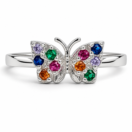 Anillo Mariposa Multicolor Plata Ley 925