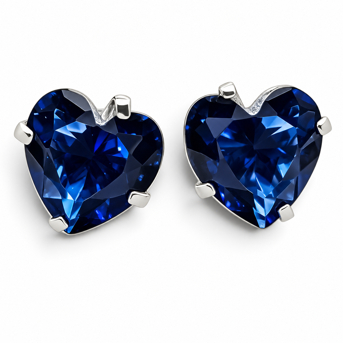 Arete Corazon Azul #8 Plata Ley 925