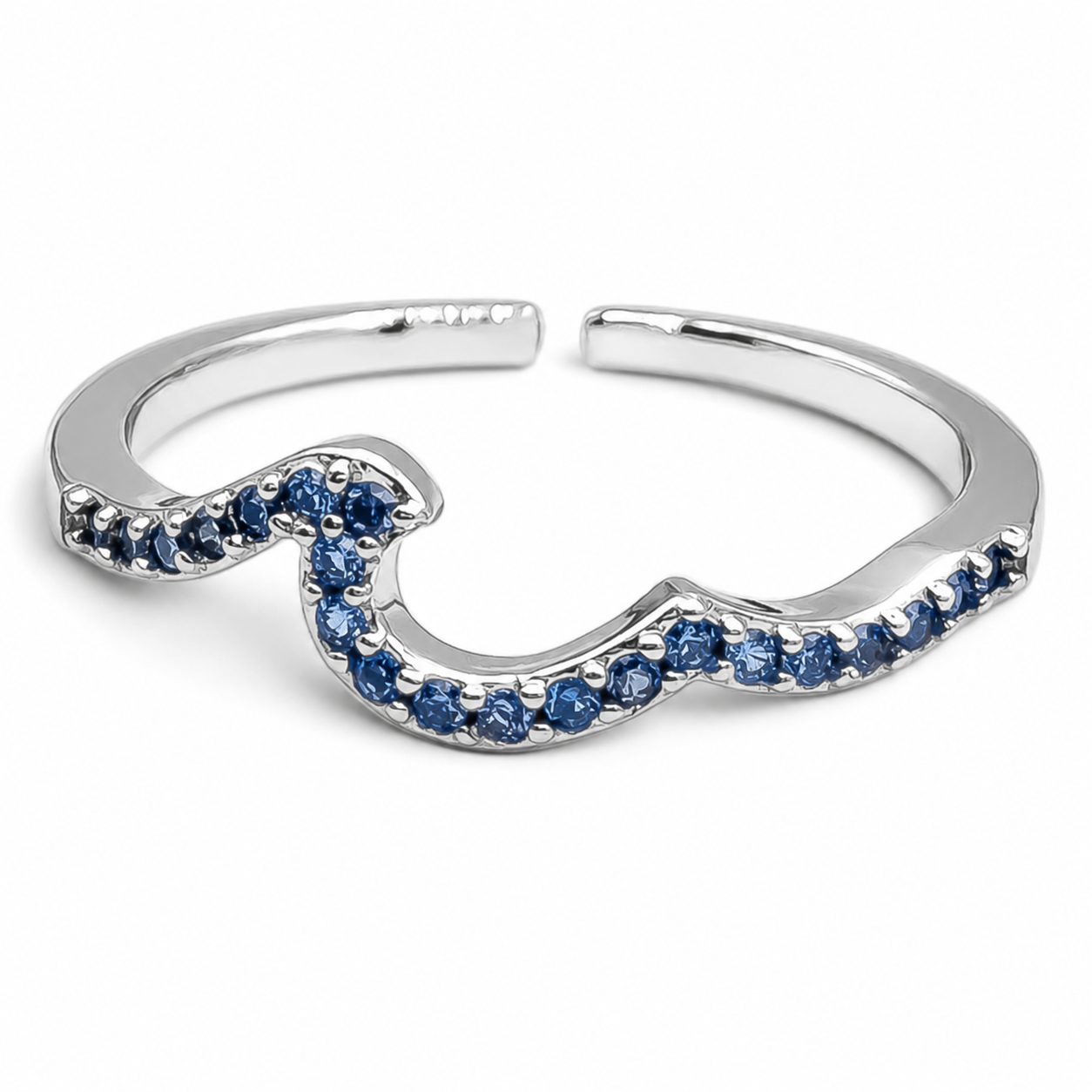 Anillo Zirconia Azul Plata Ley 925