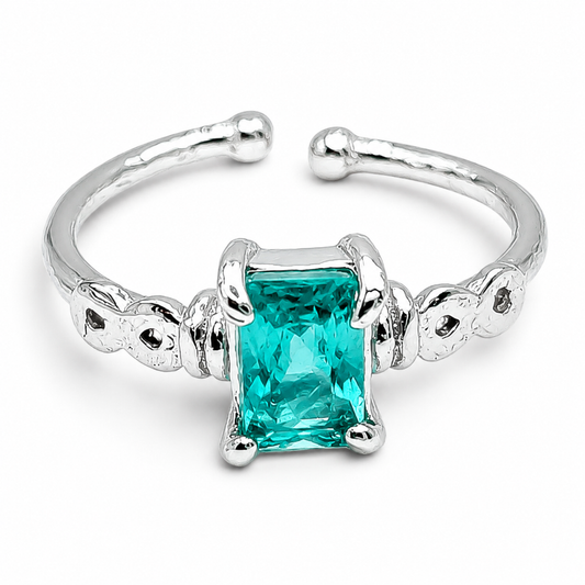 Anillo Turmalina Cuadro Plata Ley 925
