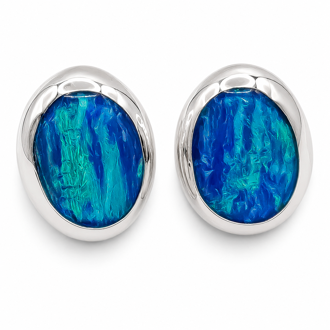 Arete Azul Plata Ley 925