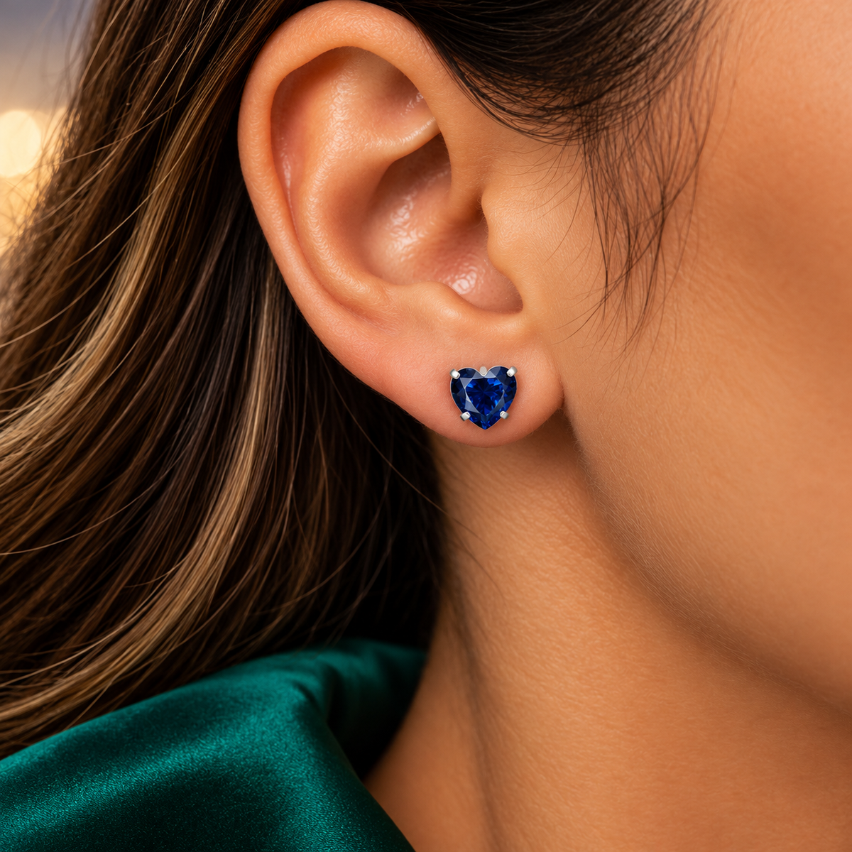 Arete Corazon Azul #8 Plata Ley 925