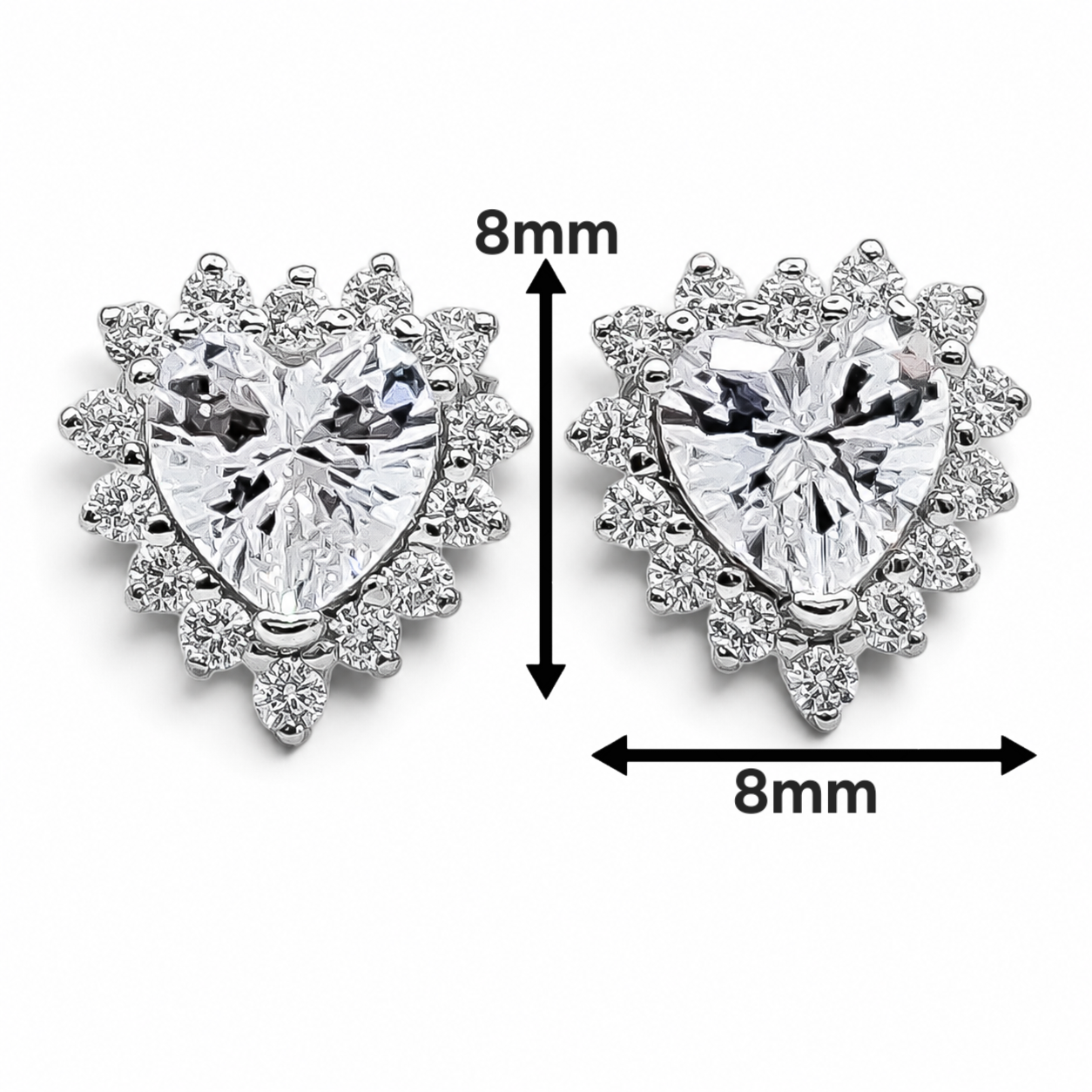 Arete Corazon Blanco Plata Ley 925