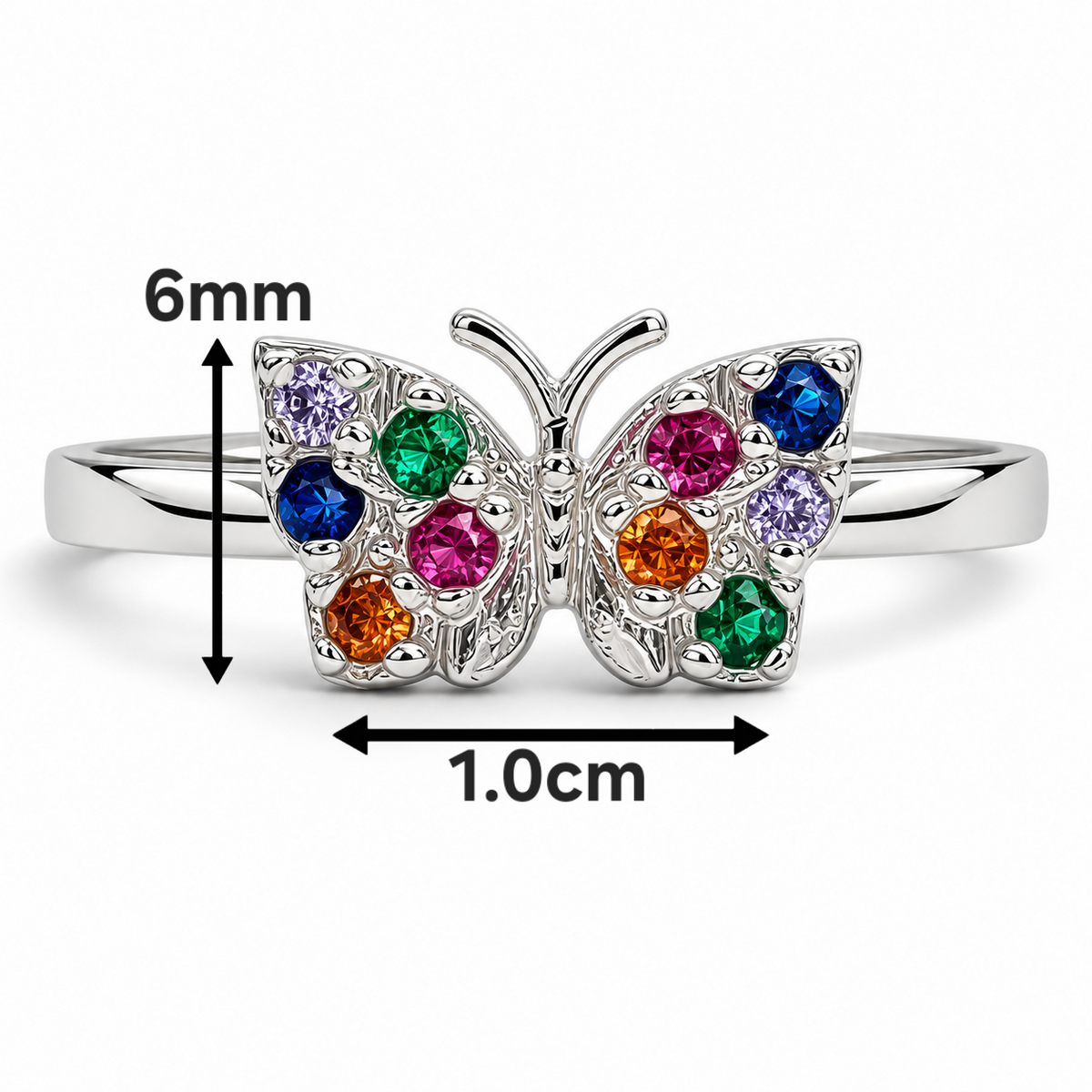 Anillo Mariposa Multicolor Plata Ley 925