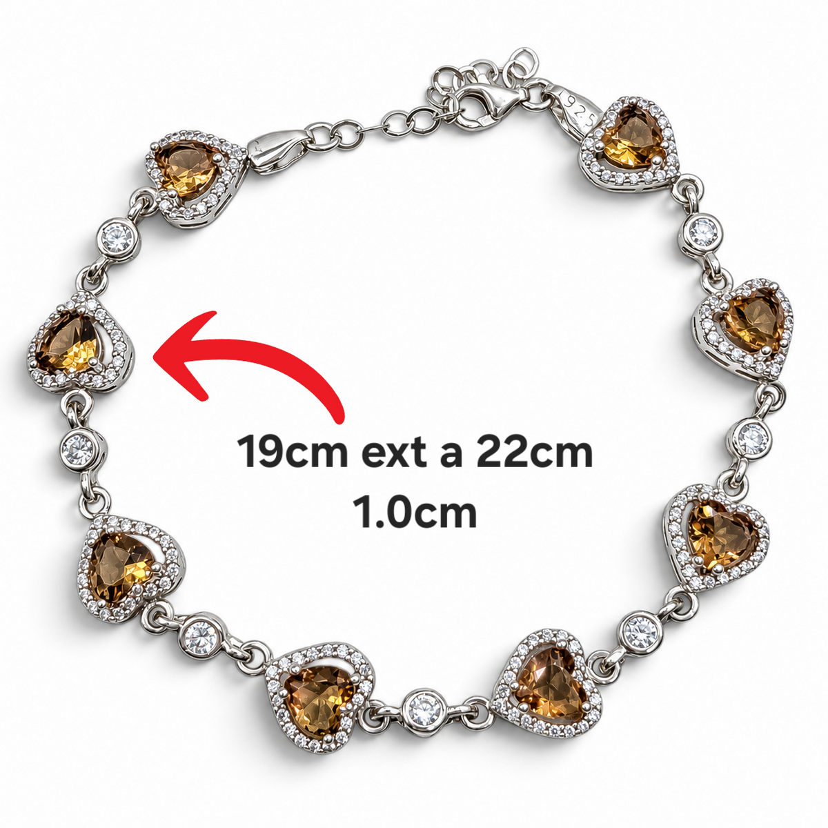 Pulsera Corazones Zultanita Plata Ley 925